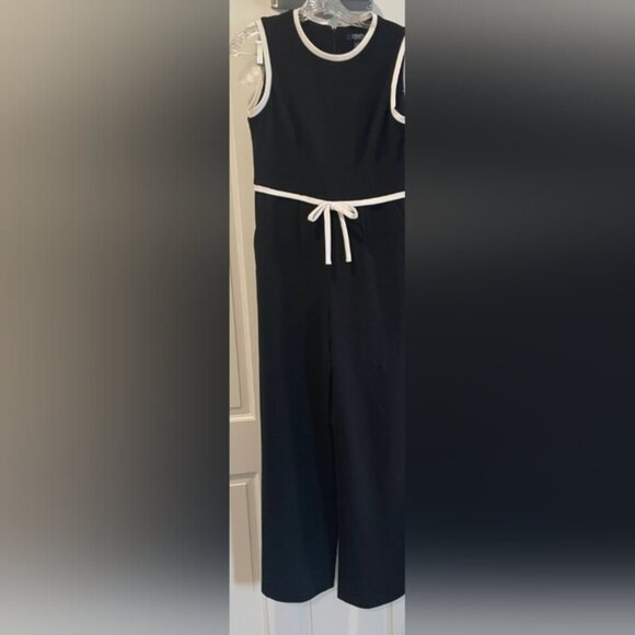 Chaps Pants - Chaps Monochrome Sleeveless Jumpsuit